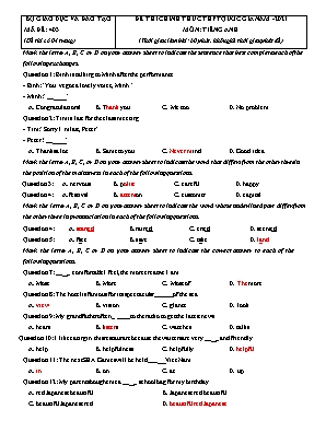 Đề thi chính thức THPT Quốc gia môn Tiếng Anh - Mã đề 403 - Năm học 2021 (Có đáp án)